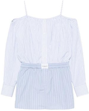 Alexander Wang Striped Off-Shoulder Mini Dress - Blue