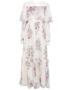 Raquel Diniz Marisol Floral-Print Ruffled Maxi Dress - White