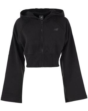 New Balance Cropped Zip-Up Hoodie - Black