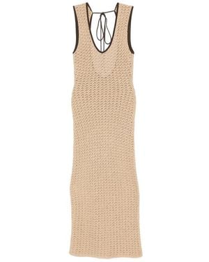 SIR. Crochet-Knit Open-Back Maxi Dress - Natural