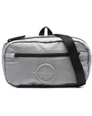 Stone Island Logo-Embroidered Belt Bag - Grey