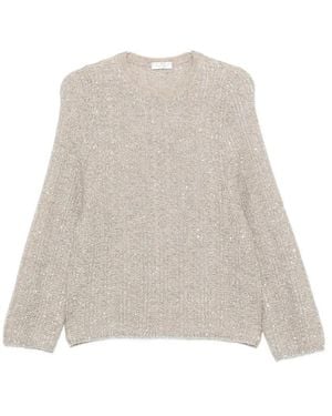 Panicale Sequin-Embellished Ribbed-Knit Jumper - White