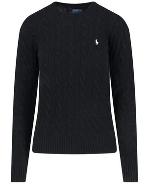 Ralph Lauren Pony-Motif Cable-Knit Jumper - Black