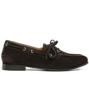 Bally Plume Lace-Up Suede Loafers - Black
