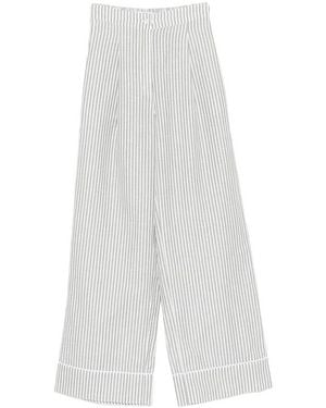 Riviera Striped-Pattern Trousers - White