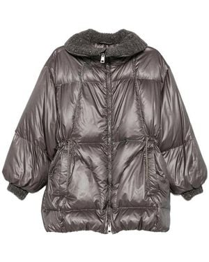 Panicale Cashmere Quilted Drawstring Jacket - Grey