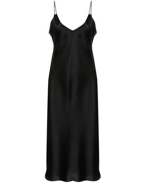 Nili Lotan Silk Midi Slip Dress - Black