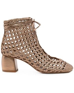 forte_forte Woven Lace-Up Ankle Boots - Brown