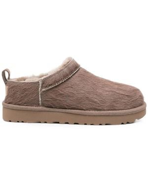 UGG Calf-Hair Logo-Patch Ankle Boots - Brown