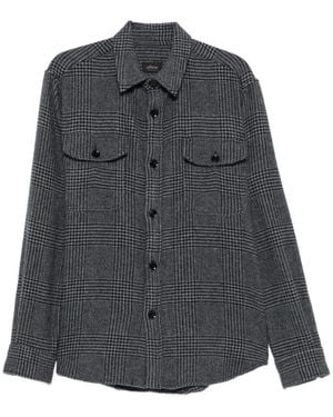 Brioni Prince Of Wales Check Wool Shirt - Gray