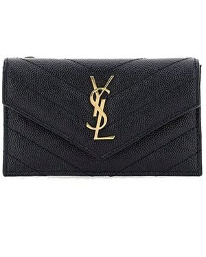 Saint Laurent Cassandre Compact Wallet - Black