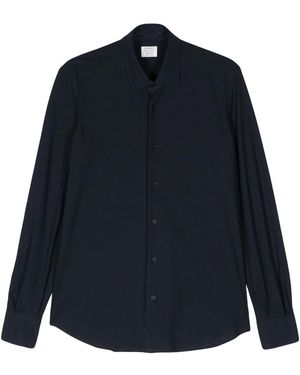 Mazzarelli Tonal Stitching Cotton Shirt - Blue