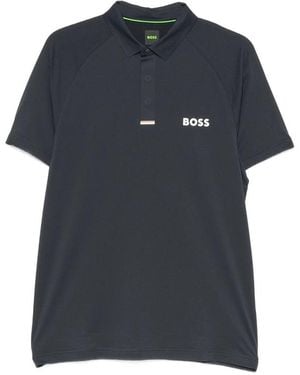 BOSS Logo-Print Raglan-Sleeve Polo Shirt - Blue