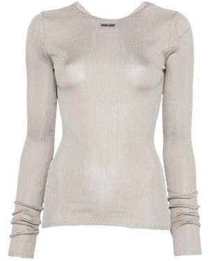 Miu Miu Ribbed Top - Gray