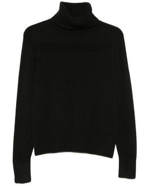 Aragona Cashmere Roll-Neck Ribbed-Trim Jumper - Black