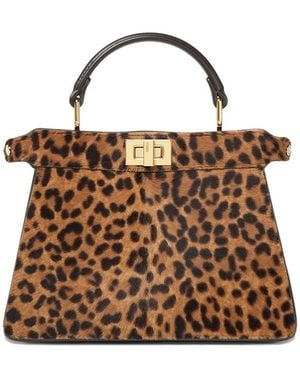 Fendi Petite Peekaboo Iseeu Leopard-Print Tote Bag - Brown