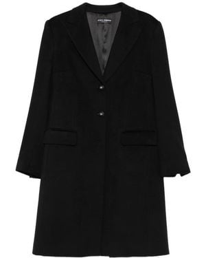 Dolce & Gabbana Single-Breasted Logo-Plaque Coat - Black