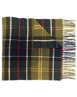 Barbour Fringed Tartan-Check Scarf - Green