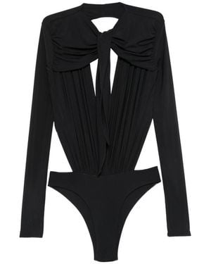 Amazuìn Anais Cut-Out Ruched Bodysuit - Black