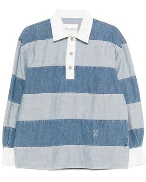 Closed Striped Polo Top - Blue