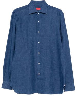 Isaia Buttoned Long-Sleeve Shirt - Blue