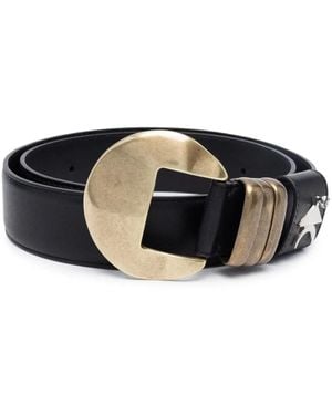 Inan Logo-Plaque Leather Belt - Black