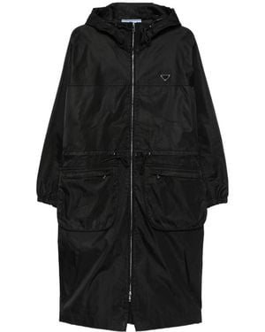 Prada Re-Nylon Drawstring Coat - Black
