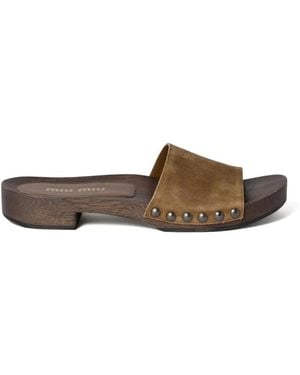 サンダル・ミュール MIUMIU SUEDE FLAT SANDALS 楽天市場】miumiu（ミュール｜レディース靴）：靴の通販