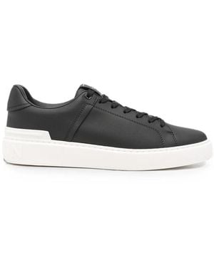 Balmain Logo-Embossed Lace-Up Trainers - Black