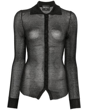 Dondup Ribbed-Knit Long-Sleeve Shirt - Gray