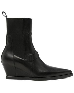 Rick Owens Wedge-Heel Pointed-Toe Boots - Black