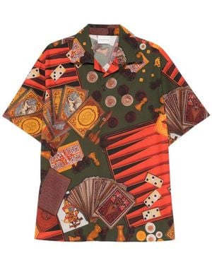 Drole de Monsieur Casino Patterned Short-Sleeve Shirt - Red