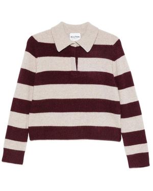 Kujten Royce Stripe Polo-Collar Jumper - Red