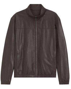 Beckham X Boss Zip-Up Leather Jacket - Brown