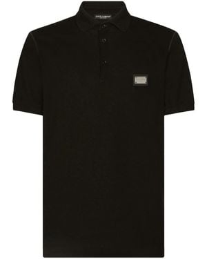 Dolce & Gabbana Logo-Tag Piqué Polo Shirt - Black