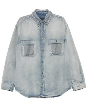 Haikure Nelson Distressed Patchwork Denim Shirt - Blue
