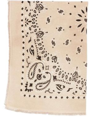 Kujten Hachiko Bico Paisley-Pattern Frayed Scarf - Natural