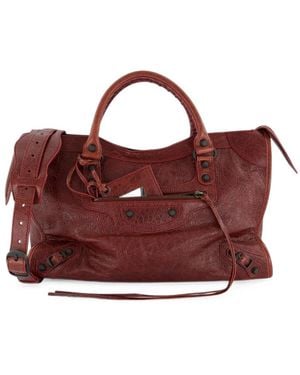 Balenciaga Le City Leather Tote Bag - Red