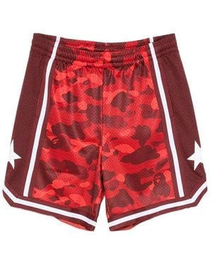A Bathing Ape Abc Camo Sta Shorts - Red