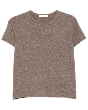 Co. Ribbed-Trim T-Shirt - Brown