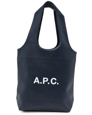 A.P.C. A. P.C. Small Ninon Logo-Print Tote Bag - Blue