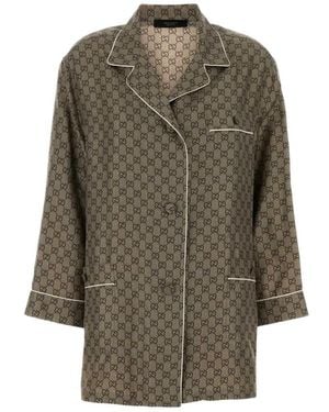 Gucci Gg Print Silk Shirt - Green
