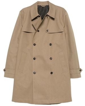 Fendi Double-Breasted Trench Coat - Natural