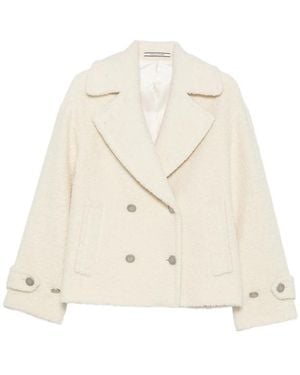 Tagliatore Sheila Double-Breasted Bouclé Coat - Natural