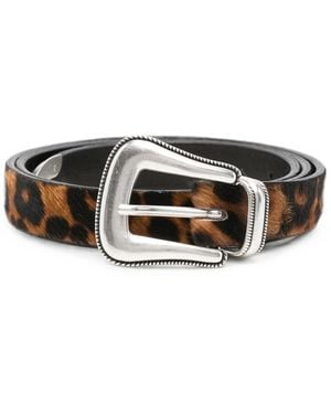 Eraldo Leopard-Print Buckle-Fastening Belt - Black