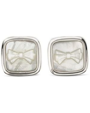 ShuShu/Tong X Yvmin Bow-Detail Square-Frame Earrings - White