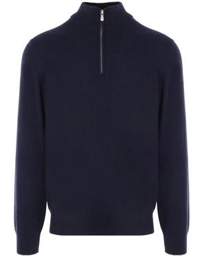 Brunello Cucinelli Zip-Fastening Cashmere Jumper - Blue