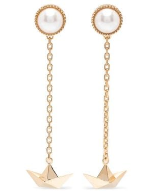 Vivetta Pearl-Embellished Paper-Boat Earrings - Metallic