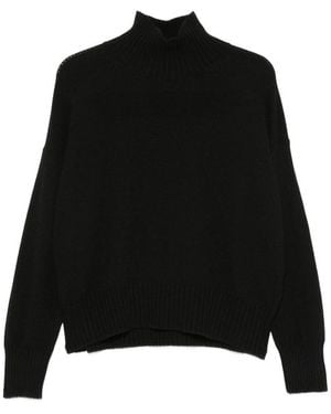 Aragona Cashmere Roll-Neck Ribbed-Trim Jumper - Black
