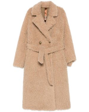 GLOX Double-Breasted Belted Coat - Natural